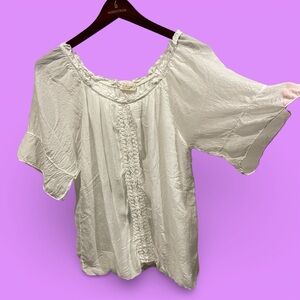 Cute creamy silk Ballambra Italy boho bubble hem dreamy lace maiden top milkmaid